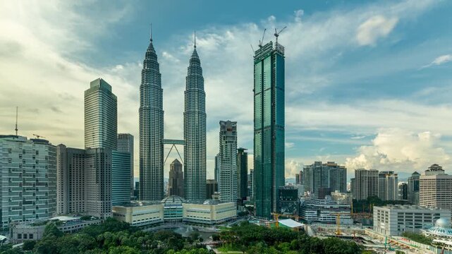 Time lapse of the amazing skyline of Kuala Lumpur City Center in Malaysia