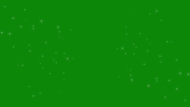Luxury white glitter sparkle animation with fairy dust, glowing star particles burst, twinkling shimmer line effect & doodle stars motion on green screen background, 4k seamless loop.