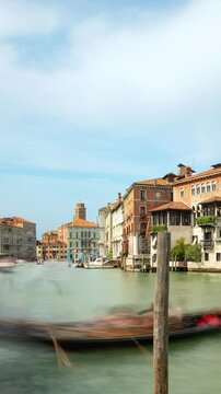 Time Lapse of the Grand Canal in Venice Italy. Vertical video.