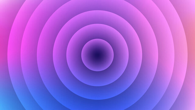 Modern minimalist concentric circles background featuring grainy texture and smooth gradients of vibrant pink, purple, and blue for contemporary digital art and creative design