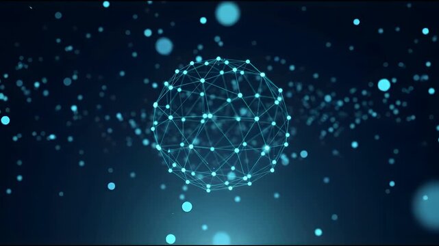 Abstract digital network connection lines forming a glowing data structure on a dark background