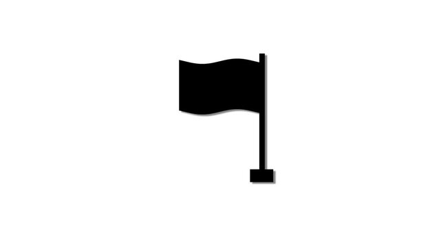 Minimalist black flag animation waving on white background, for ui and, motion