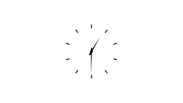 Minimalist analog clock face spinning fast, time lapse concept for business deadlines and efficiency