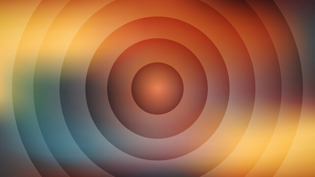 A captivating abstract background showcasing a series of concentric circles with a subtle textured gradient, blending warm tones of orange and yellow into cooler shades of blue and grey