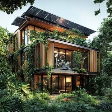 Sustainable Modern Home Surrounded by Greenery