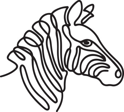 Single continuous line drawing of elegant zebra company logo identity. Horse with stripes mammal animal concept for national park safari zoo mascot. one line Icon drawing