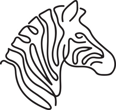 Single continuous line drawing of elegant zebra company logo identity. Horse with stripes mammal animal concept for national park safari zoo mascot. one line Icon drawing