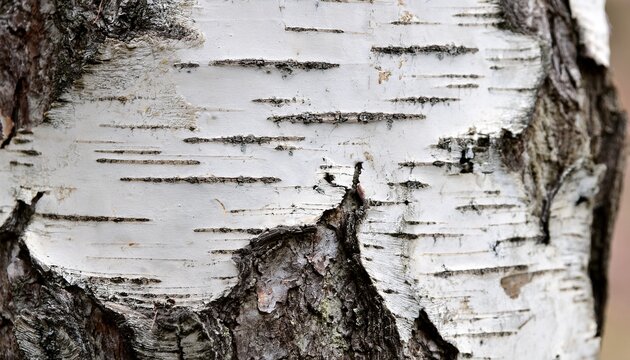 close up of textured white birch bark