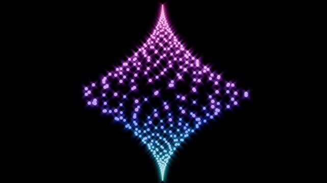 Abstract Glowing Purple and Blue Particle Diamond Shape Motion Background Loop. 4K footage
