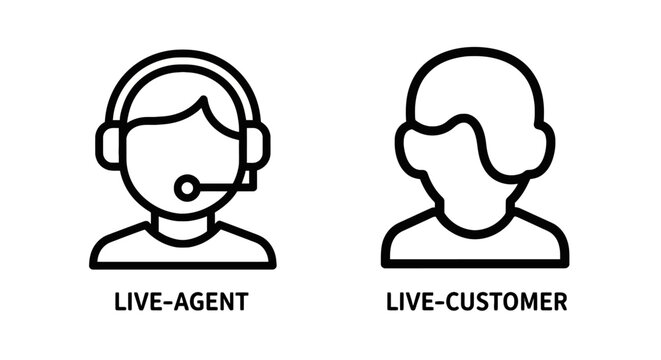 Live agent icon with headset and microphone live customer icon without communication equipment customer service call center help desk