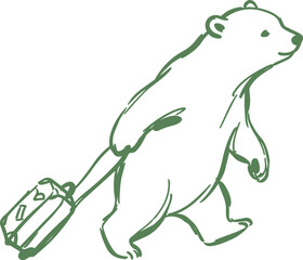 Fototapeta premium Naive bear illustration carrying outdoor gear