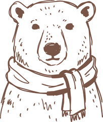 Fototapeta premium Hand drawn bear wearing a scarf