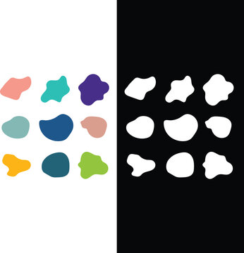 Colorful Abstract Blob Shapes Modern Vector illustration Set. Set of colorful abstract blobs isolated on white background