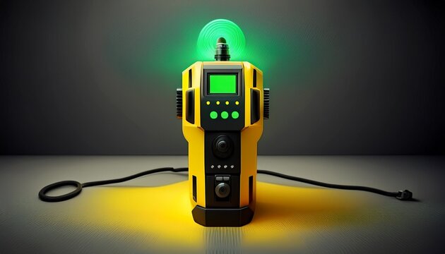 yellow and black stud finder with green signal