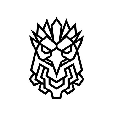 Geometric stylized eagle head illustration with sharp lines geometric wildlife abstract predator monochrome minimalist