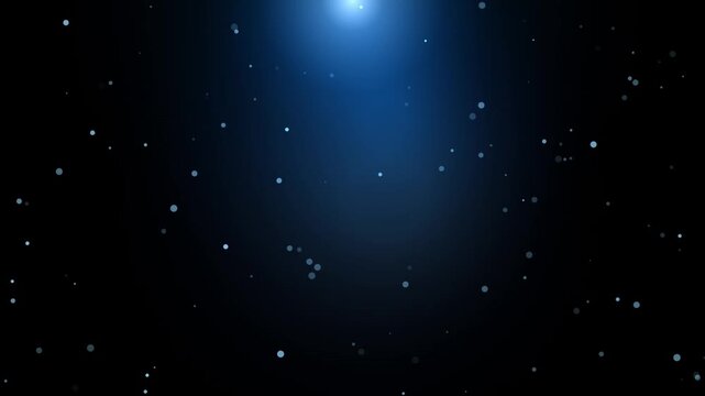Abstract blue light particles floating in dark space background for motion graphic design clip.