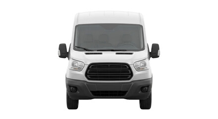 Front view of a white commercial delivery van isolated on a clean white studio background © Ophelia