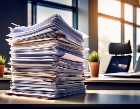 stacks of paperwork in the office