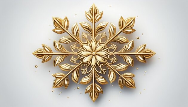 glitter golden snowflake isolated on white background