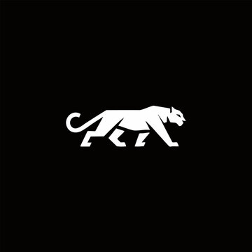 Minimalist vector illustration of a prowling panther silhouette with predator silhouette minimalist prowling dangerous