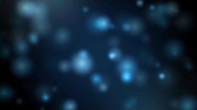 Abstract blue light particles floating in dark space background cinematic motion loop effect.