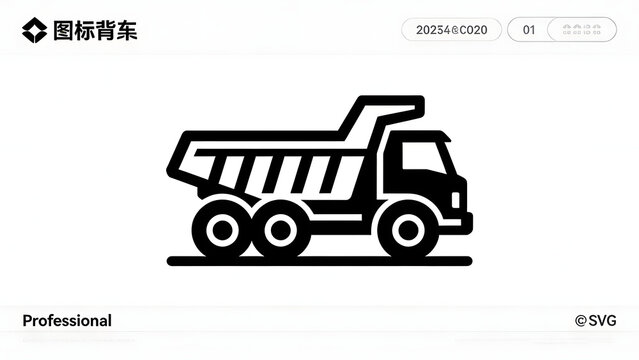 Dump Truck Icon Representing Heavy Construction and Industrial Transport