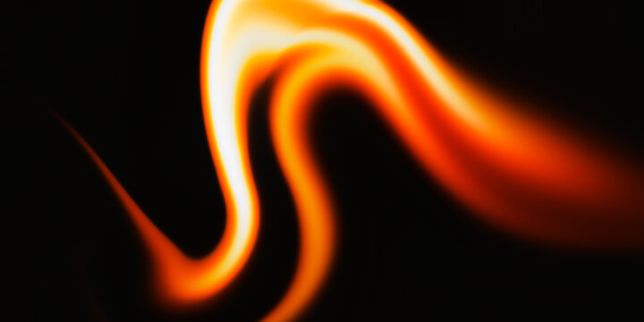 Abstract bright orange light wave flowing through dark space creating a smooth glowing motion effect