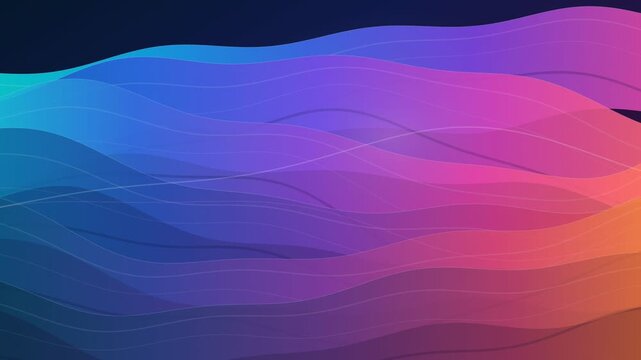 Abstract Colorful Layered Flowing Waves With Blue Purple Pink and Orange Gradient Motion Background