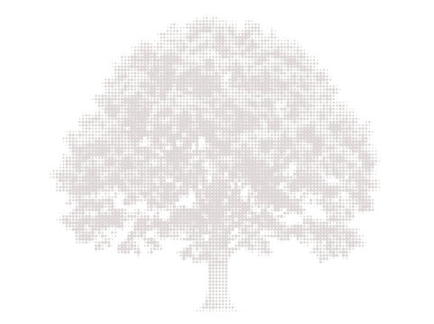 Abstract tree icon made of small square pixels on a white background isolated on transparent background