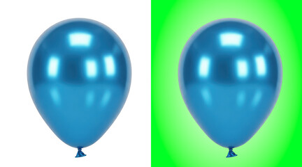 Shiny blue party balloons floating against green background © Tamim