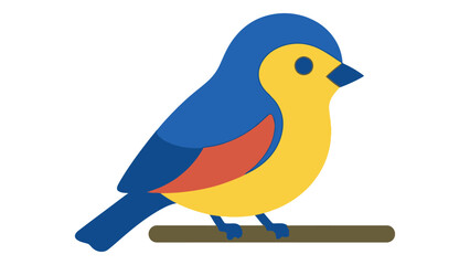 Obraz premium Cartoon Blue and Yellow Bird Perched on Branch