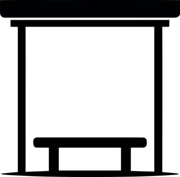 Bus stop icon black silhouette public transport shelter bench vector illustration isolated on white background commercial graphic design