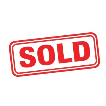 Bold red sold stamp label