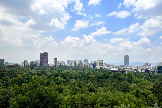 Panoramic view of Mexico City with Chapultepec Forest