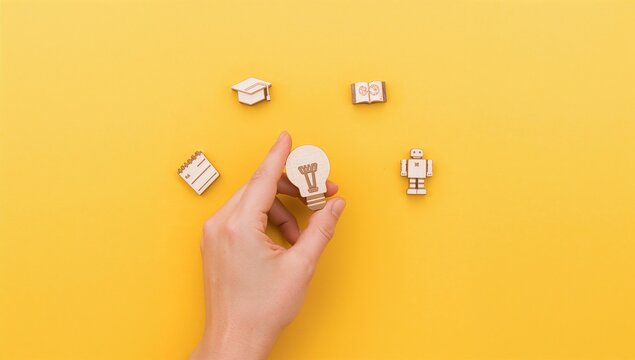 Innovative Learning and Knowledge Development Concept. Magnifying glass over glowing light bulb symbol with brain, representing education, global learning objectives, creativity, and e-learning. learn