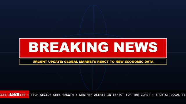 A professional television broadcast breaking news lower third film overlay graphic element
