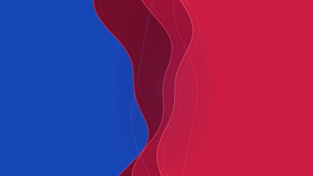 Abstract Red and Blue Flowing Curved Waves With Smooth Layered Shapes and Dynamic Motion Background