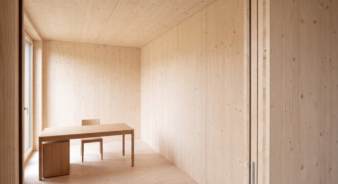 Minimal CLT office interior with copy space