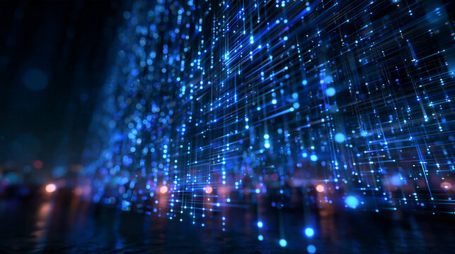 Futuristic Big Data Network with Glowing Digital Grid