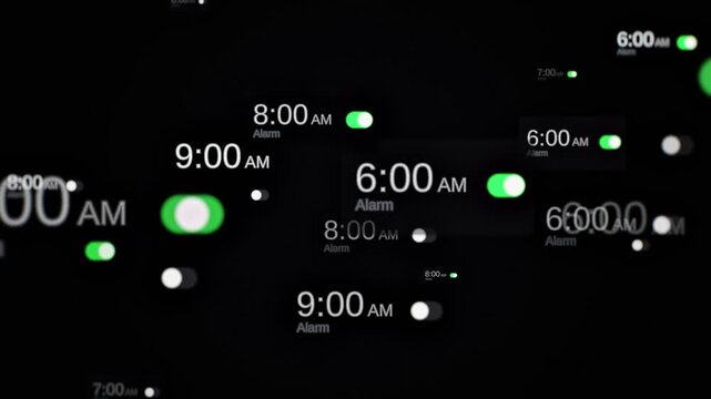 Phone alarm toggles switching on and off in close up