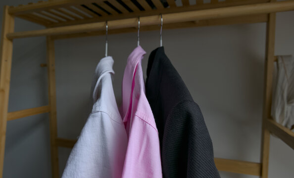 Simple closet organization with classic clothing styles