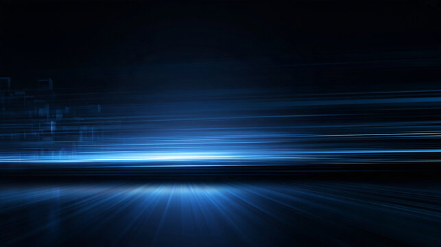 Abstract Futuristic Technology Background with Blue Light Speed Lines