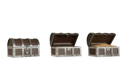 Wooden treasure chest on transparent background 