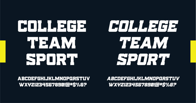 Classic college font. Vintage sport font in american style for football, baseball or basketball logos and t-shirt. Athletic department typeface, varsity style font