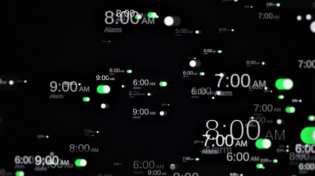 Phone alarms overlay zooming out on black background