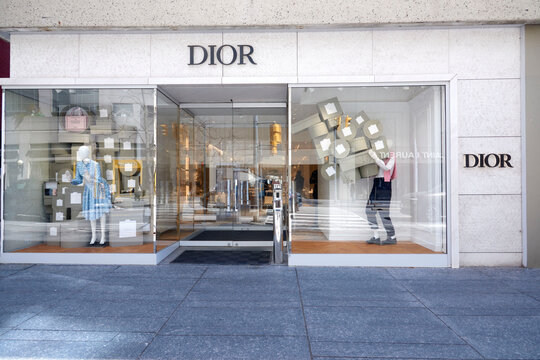Toronto, Ontario, Canada-April 26th, 2026: The exterior of Dior, a French clothing store.
