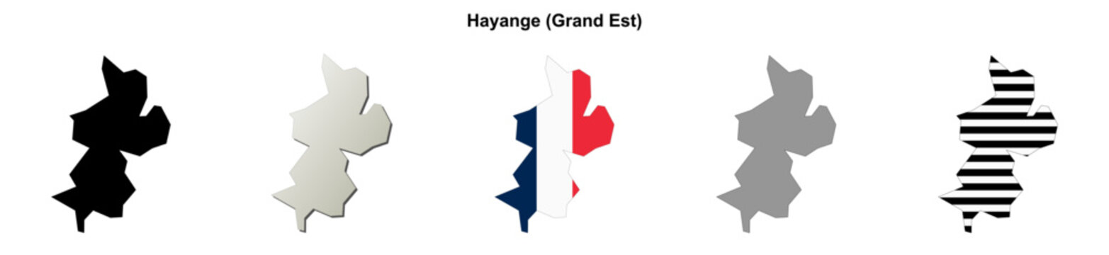 Hayange (Grand Est) blank outline map set
