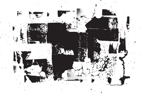 Torn Poster Collage, Cracked Surface Wear, and Distressed Overlay Vector Pack