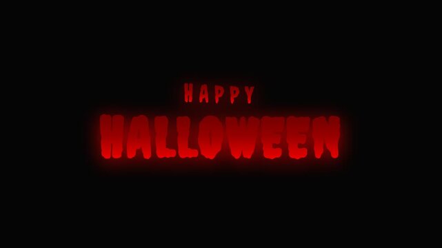 Red Glowing Happy Halloween Text Animation Loop