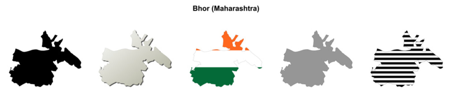 Bhor (Maharastra) blank outline map set
